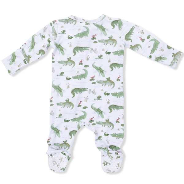 Crayon Alligators 2-Way Zipper Bamboo Footie