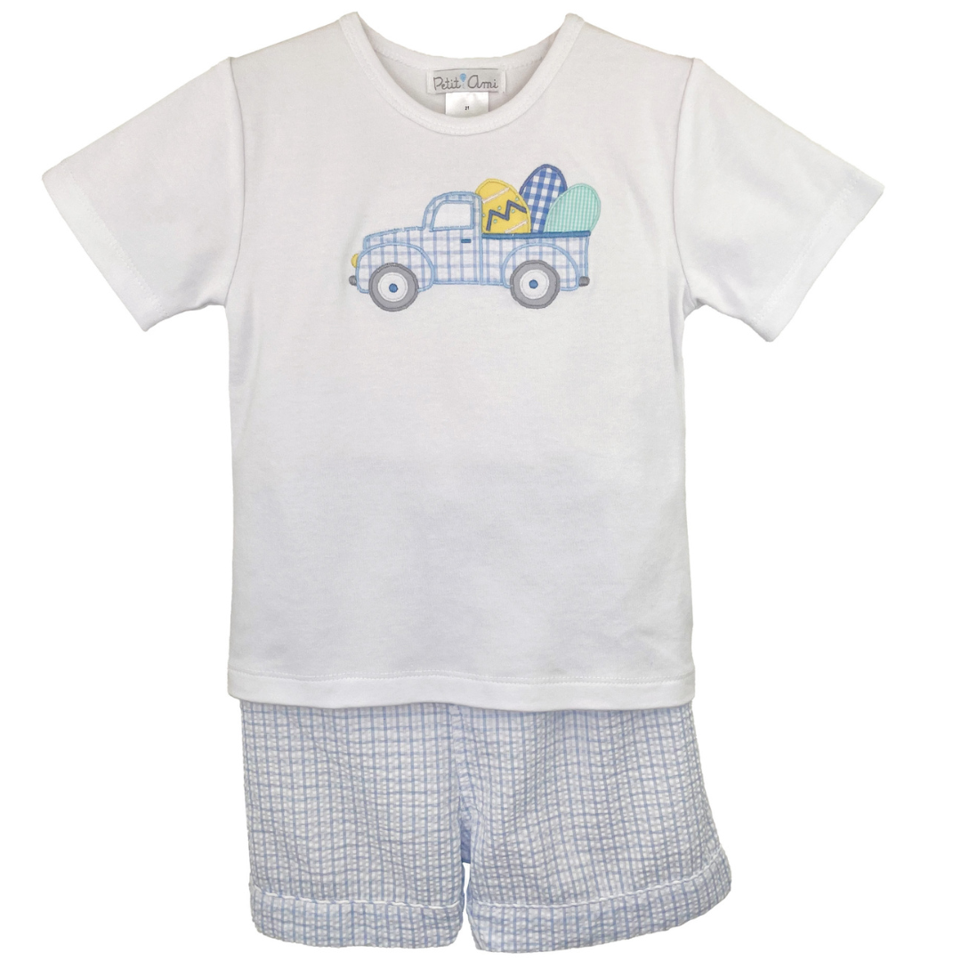 Short Set with Easter Truck Applique