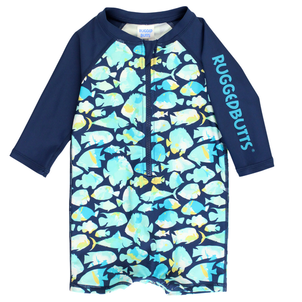 Fish Friends Boys Logo Long Sleeve One Piece Rash Guard