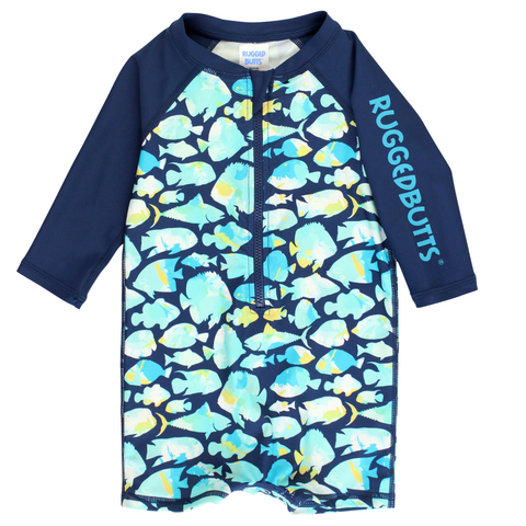 Fish Friends Boys Logo Long Sleeve One Piece Rash Guard