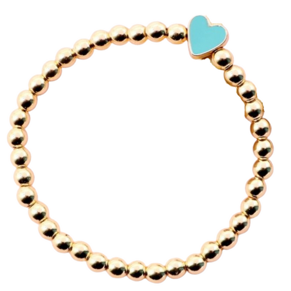 Gold Bead and Heart Stretch Bracelet