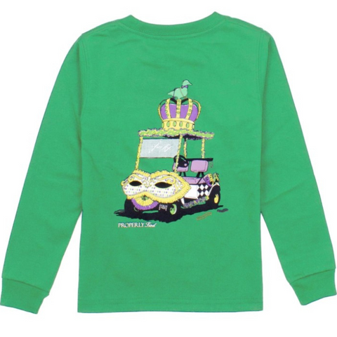 Mardi Cart Crop Green Long Sleeve Tee