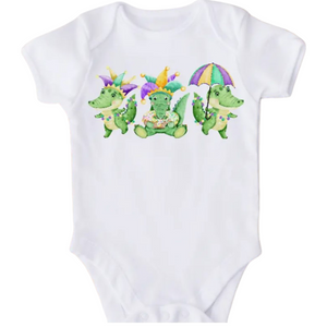 Mardi Gras Baby Alligator Onesie