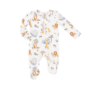 white footie with safari animals