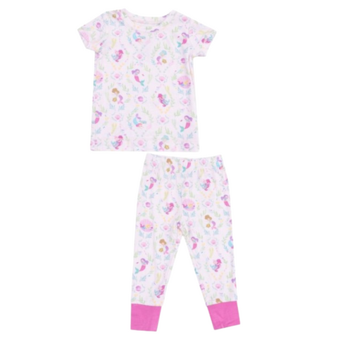 pink pj set with mermaids on it. 
