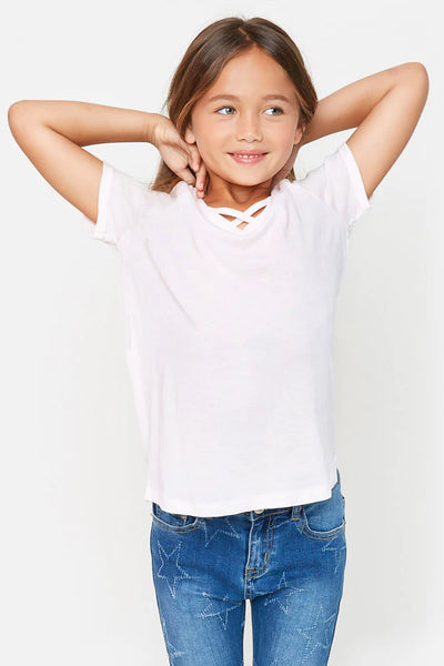 Girls V-Neck Criss-Cross Tee (2 Colors)