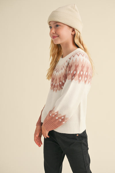 Rose Tween Geometric Sweater