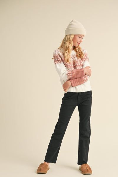 Rose Tween Geometric Sweater