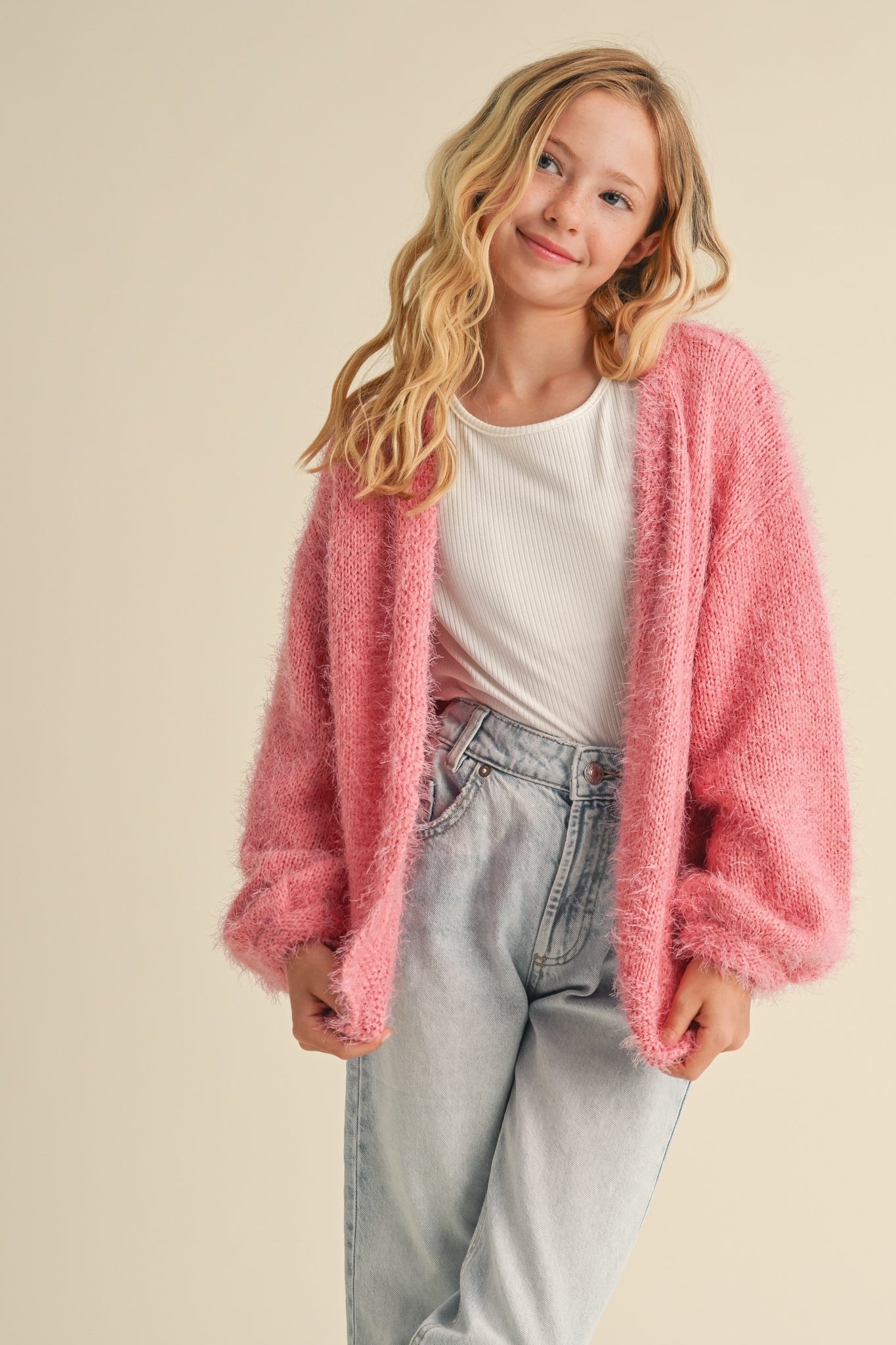 Pink Billow Fuzzy Cardigan