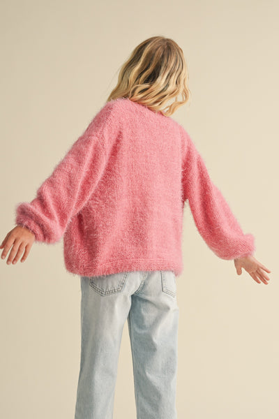 Pink Billow Fuzzy Cardigan