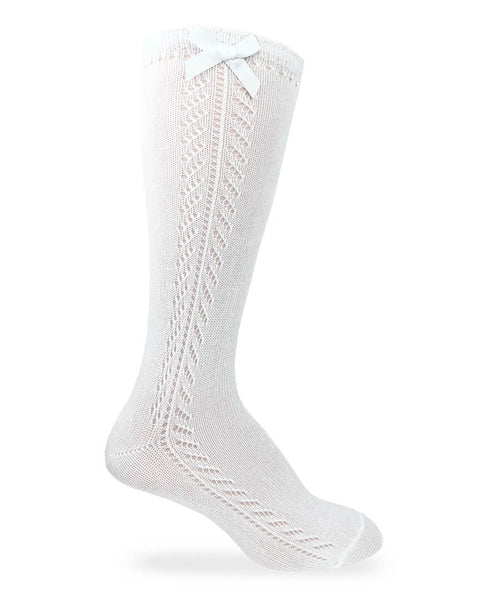 Pointelle Bow Knee High Socks