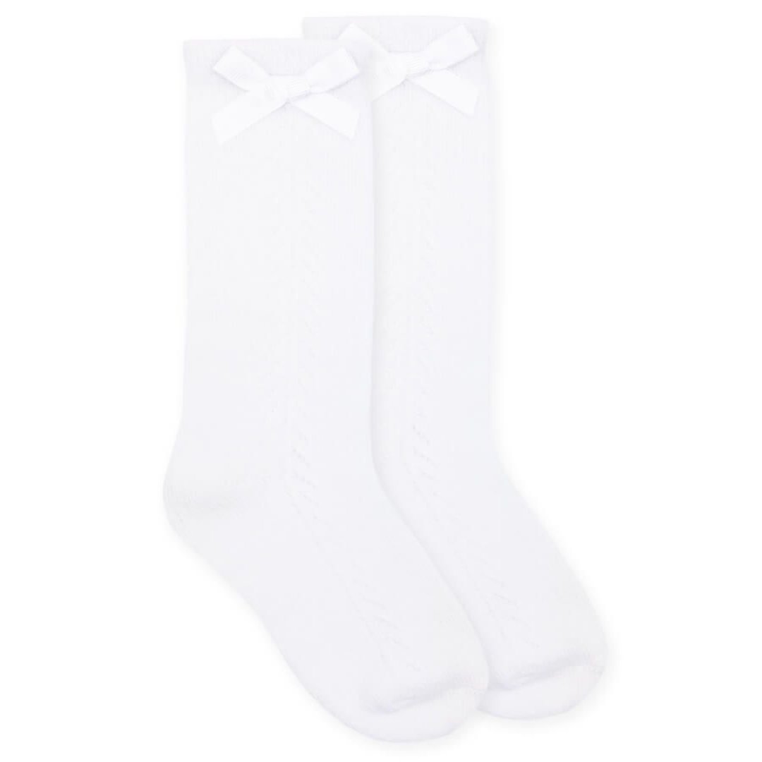 Pointelle Bow Knee High Socks