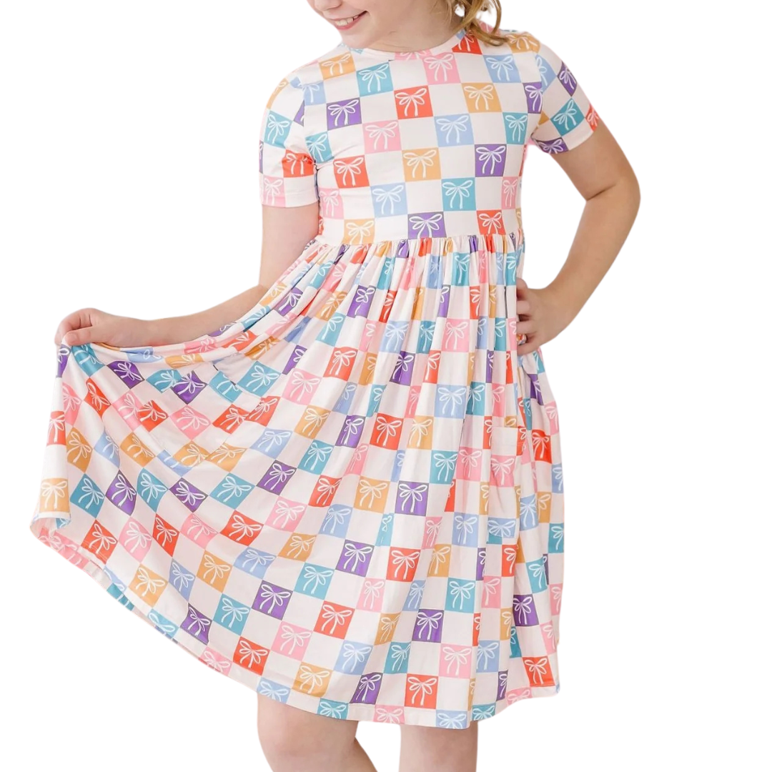 Rainbow Ribbons Pocket Twirl Dress
