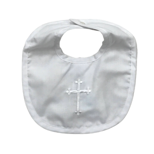 Plain White Bib with Cross