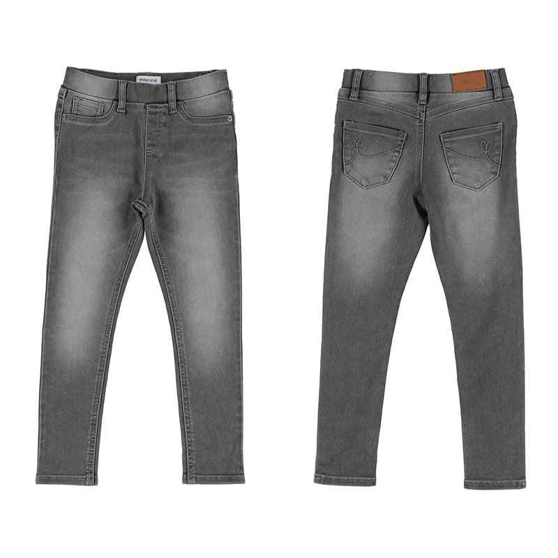 Grey denim washed jeggings. 