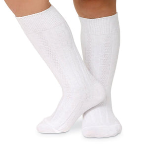 white cable knit knee high socks
