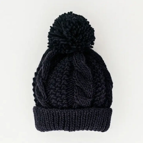 Indigo Cable Knit Beanie Hat