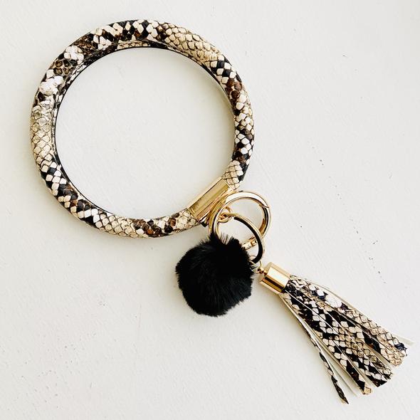 Bangle Key Chain with Pom (8 Color Options)