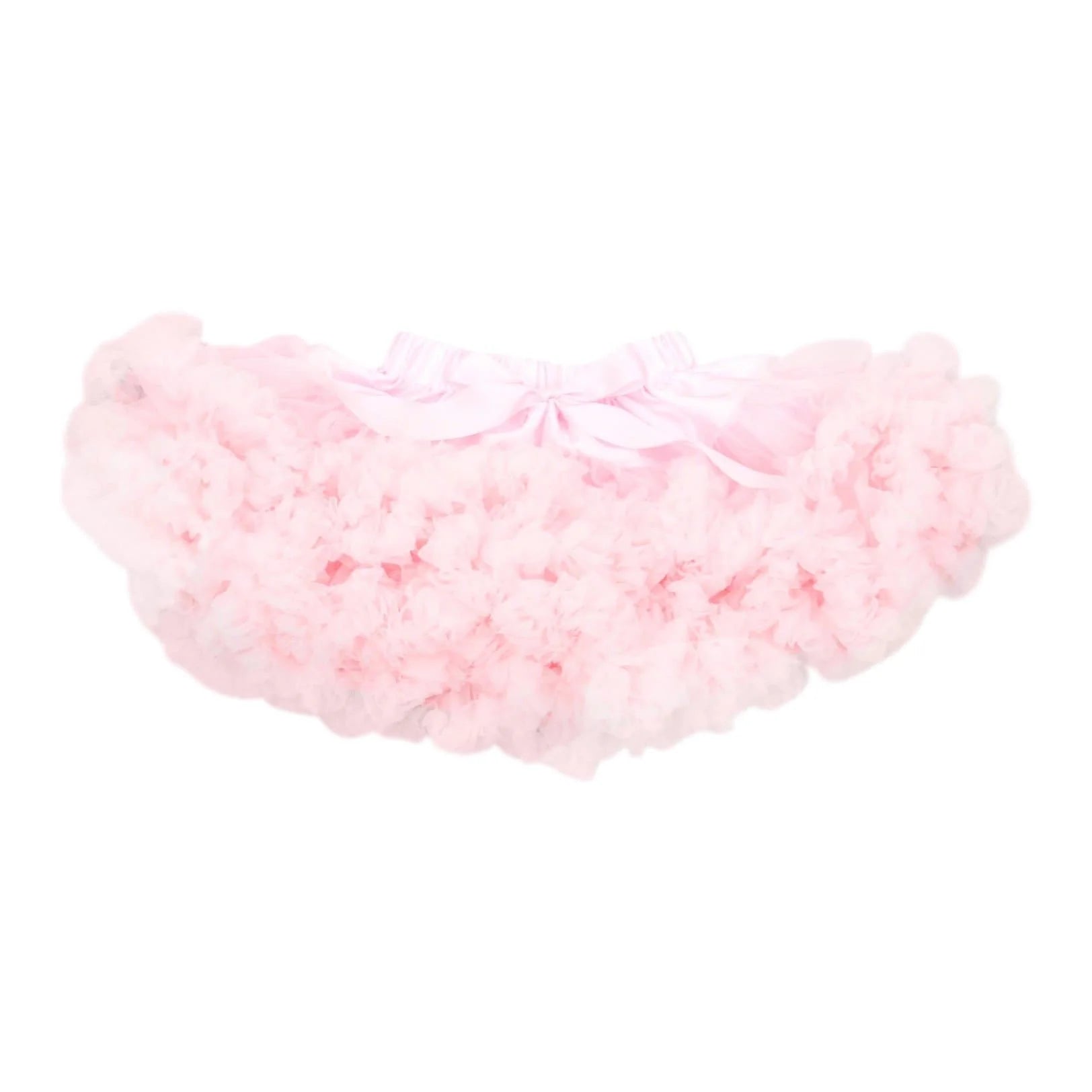 Light pink tutu with layers of tulle and a stretchy waistband, perfect for twirling